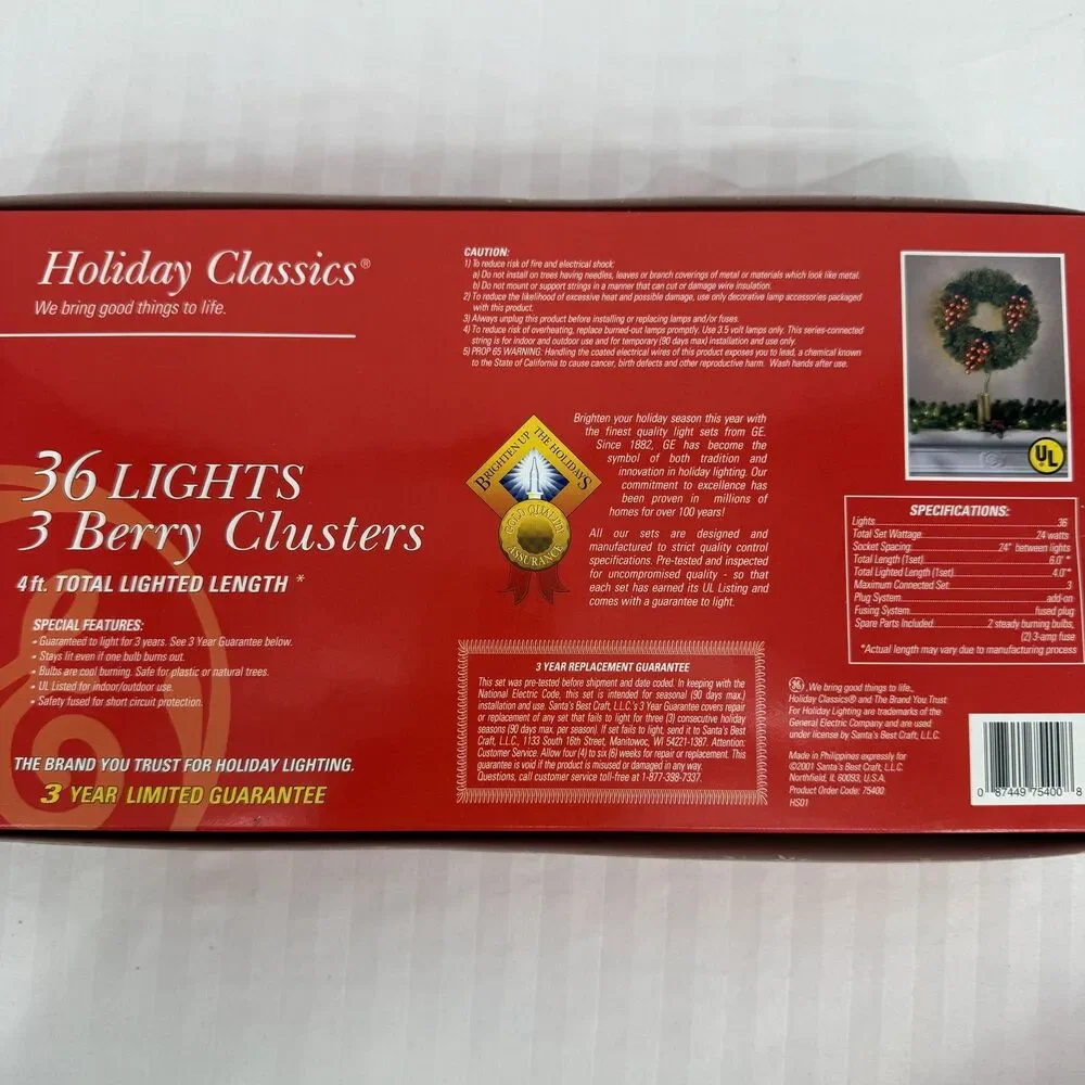 GE Holiday Classics 36 Light 2-Pack Berry Grape Clusters Christmas String Lights